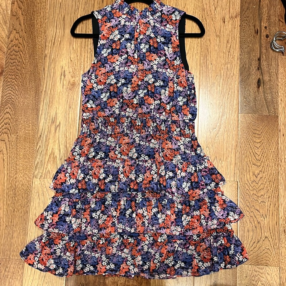 1 State M floral sleevelesss dress orange and purple high neck